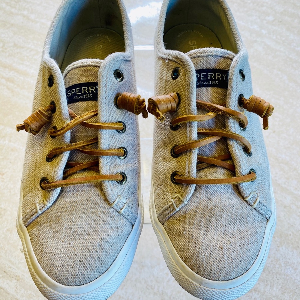 Sperry canvas slip on sneakers.